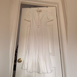 Dolce & Gabbana White Maxi Dress with Button Detail